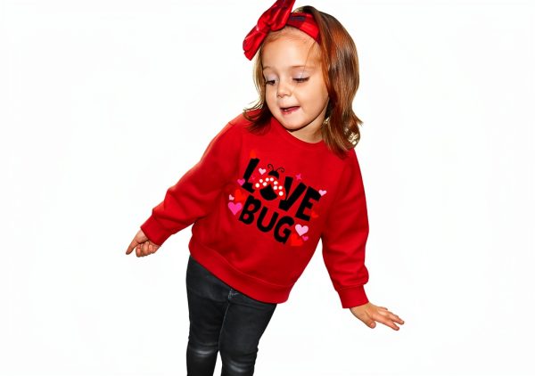 Girls Valentine Sweatshirt Comfy Cotton ABC I LOVE U-2