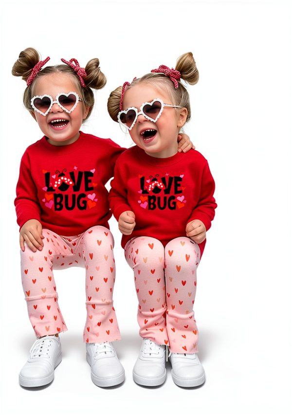 Girls Valentine Sweatshirt Comfy Cotton ABC I LOVE U-5