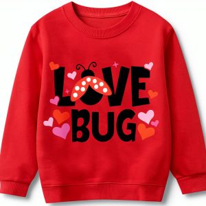 Girls Valentine Sweatshirt Comfy Cotton ABC I LOVE U-0