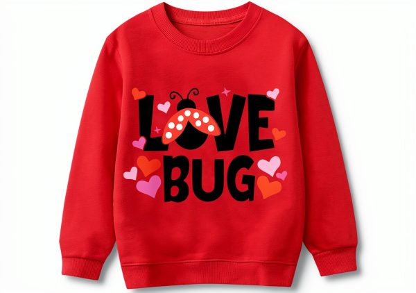 Girls Valentine Sweatshirt Comfy Cotton ABC I LOVE U-0