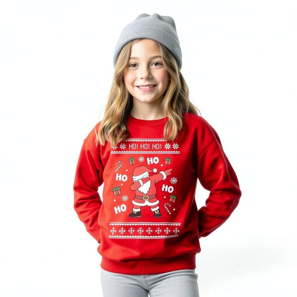 Christmas Sweatshirt KidStyle Toddler Crewneck with Santa Dinosaur-1