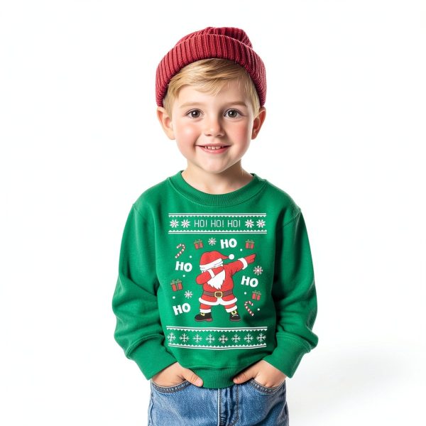 Christmas Sweatshirt KidStyle Toddler Crewneck with Santa Dinosaur-1