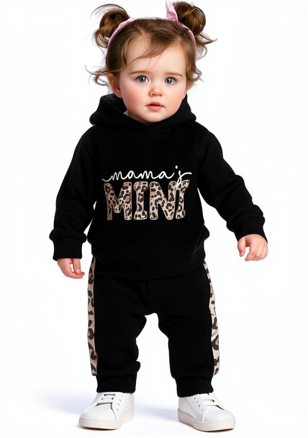 Baby Girl Hoodie Mamas Mini 100% Polyester Long Sleeve Bow Black-1