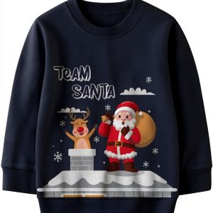 Kids Christmas Sweatshirt Unisex Holiday Hoodie Soft Cotton 2-7 Years-0