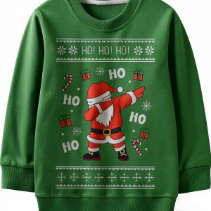 Christmas Sweatshirt KidStyle Toddler Crewneck with Santa Dinosaur-0