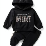 Baby Girl Hoodie Mamas Mini 100% Polyester Long Sleeve Bow Black-0