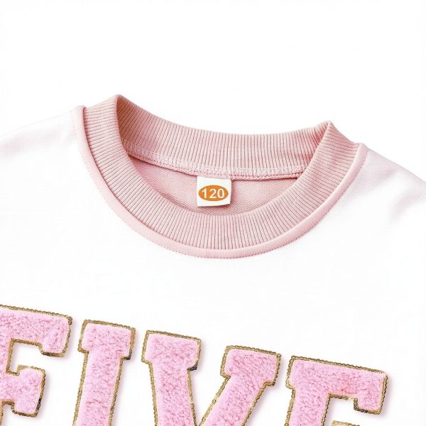 Toddler Baby Girls Birthday Outfit Patch Sweatshirt Pink 2T-9Y-4