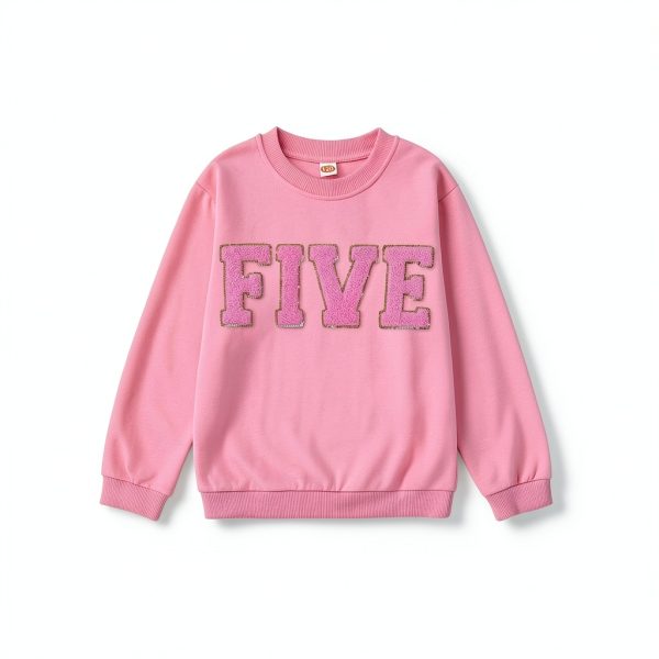 Toddler Baby Girls Birthday Outfit Patch Sweatshirt Pink 2T-9Y-2
