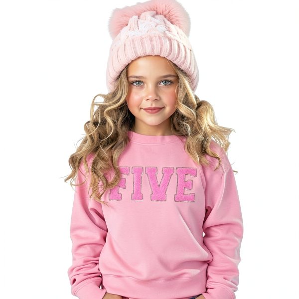 Toddler Baby Girls Birthday Outfit Patch Sweatshirt Pink 2T-9Y-1