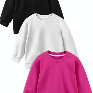 Cooraby Baby Girls Sweatshirt 3 Pack No Cap Crewneck Sleeve Pullover-0
